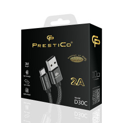 Kábel PrestiCo D30C USB/Typ-C 2A čierny.