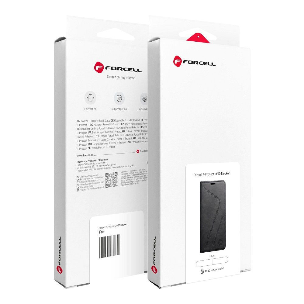 Puzdro Forcell F-PROTECTOR RFID Blocker pre iPhone 15 čierne.