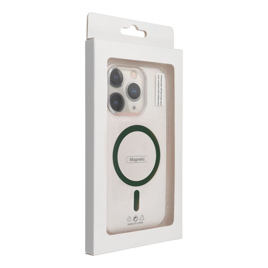 Kryt Drop Glue Colorful Ring Mag Cover s MagSafe pre iPhone 16 Pro tmavozelený.