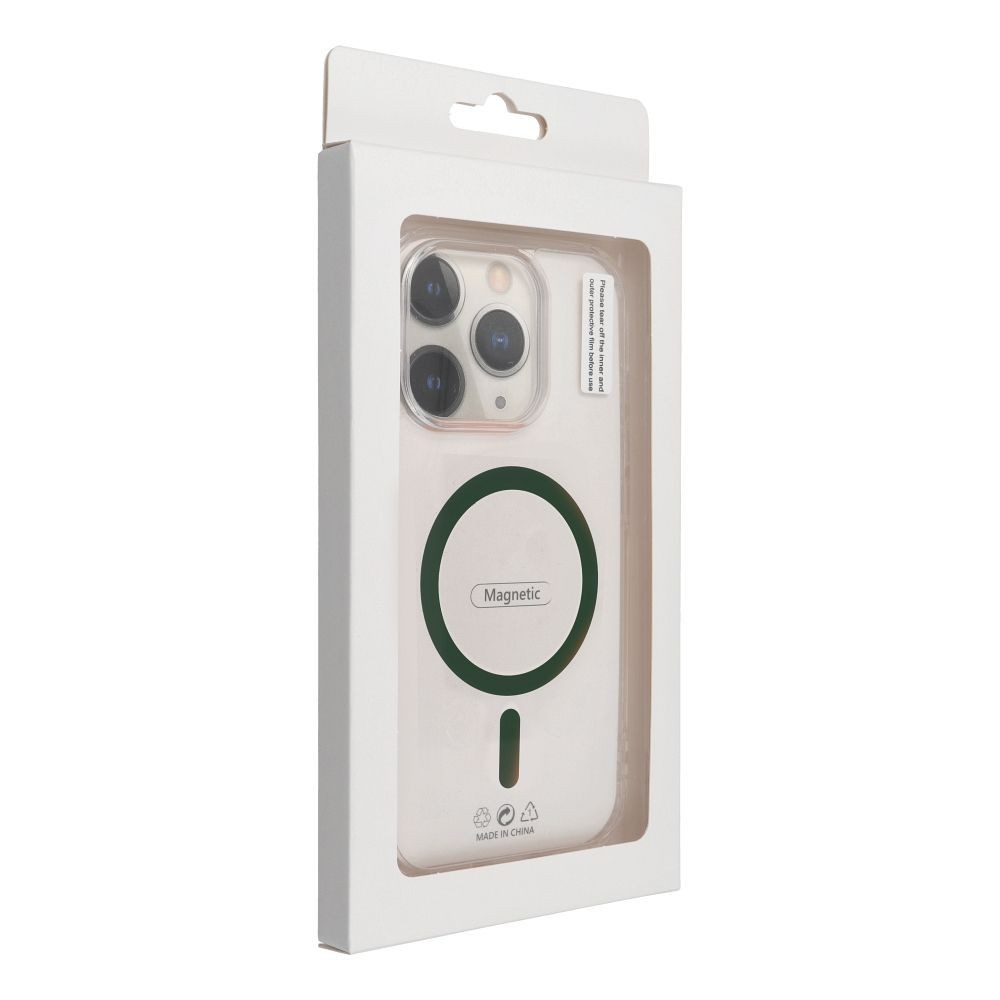 Kryt Drop Glue Colorful Ring Mag Cover s MagSafe pre iPhone 16 Pro tmavozelený.