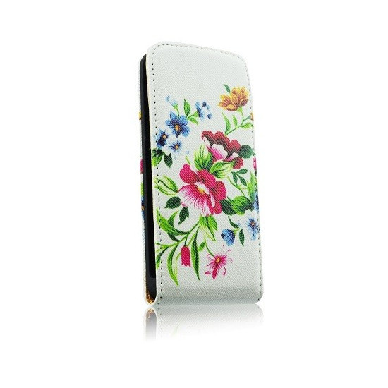 Puzdro Flip Vertical pre Sony Xperia M vzor kvety.