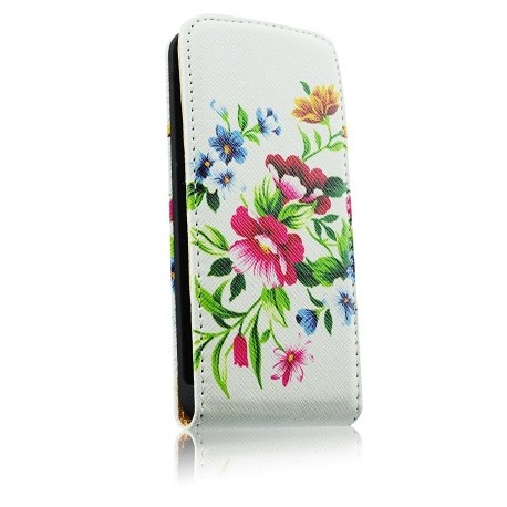 Puzdro Flip Vertical pre Sony Xperia M vzor kvety.