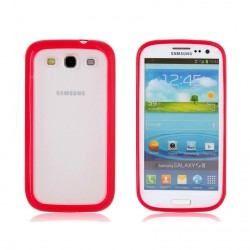 Kryt pre Samsung i9300 Galaxy S3 priehľadný-červený rám.
